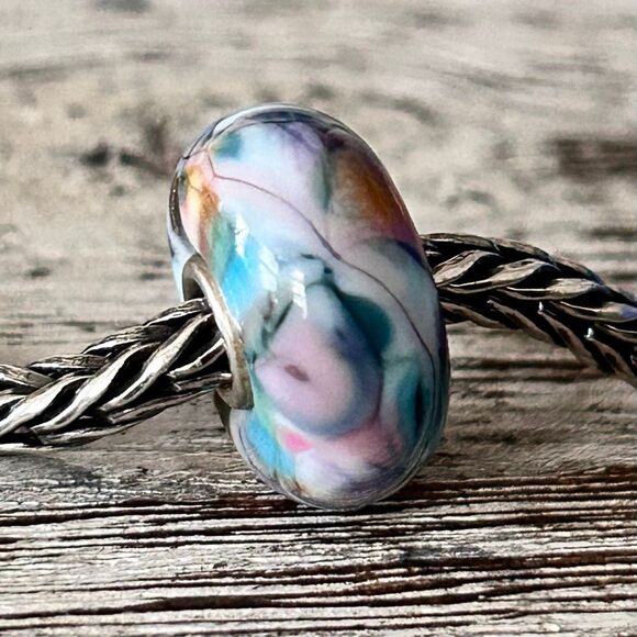 Summersday Artisan Trollbeads Style Trollstone Pastel Muted Blue Purple Teal NEW - Picture 6 of 11